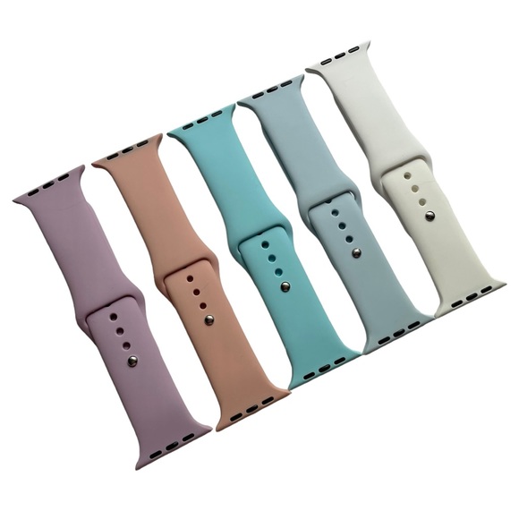 NEW - 5 Silicone Sport Band Bundle Apple Watch 42/44/45mm S/M BEACH Theme - Picture 1 of 8